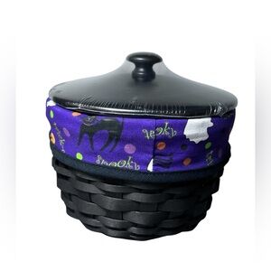 Longaberger NEW Halloween Cauldron Basket Combo Black Spooky Liner protector Lid
